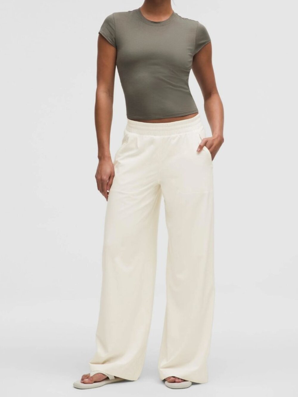 Lululemon Swift Mid-Rise Wide-Leg Pant Light Ivory Size 8